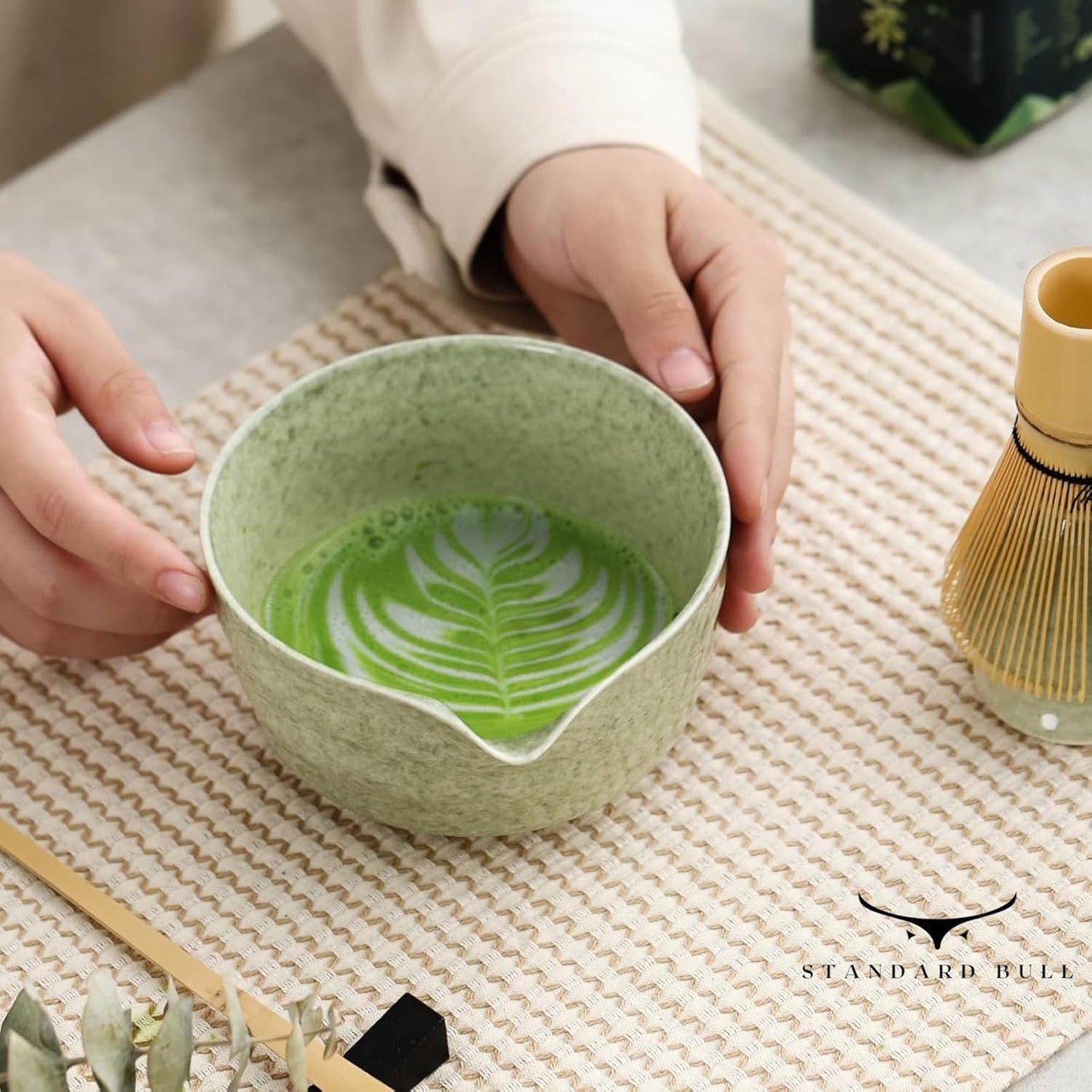 Matcha Tea Set – 4-Piece Japanese Matcha Kit with Bamboo Whisk, Scoop, Ceramic Bowl, and Whisk Holder – Traditional Matcha Set for Tea Lovers and Beginners