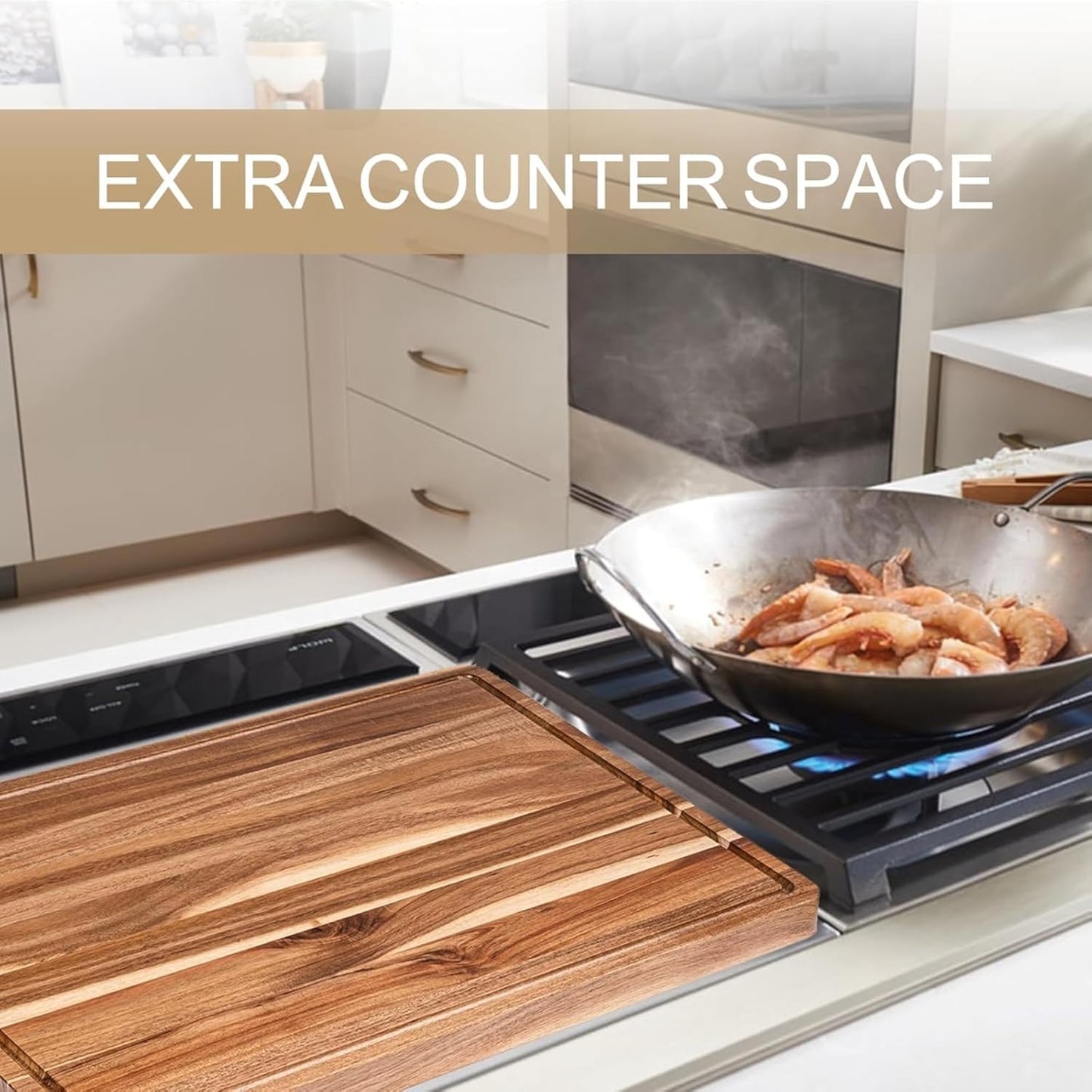 Acacia Cutting Board 18x12 – Non Toxic Cutting Board Made from Premium End Grain Acacia Wood, Durable Wood Chopping Board for Meat, Vegetables