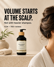 Vassia Labs shampoo ingredient graphic featuring caffeine, rosemary, niacinamide and panthenol
