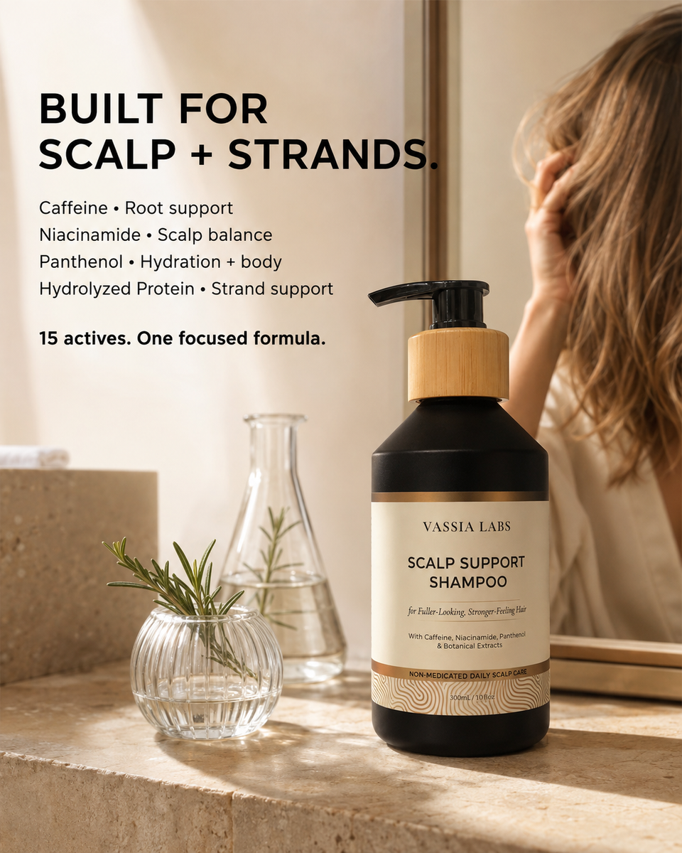 Vassia Labs lightweight shampoo bottle for fine, flat and thinning-looking hair