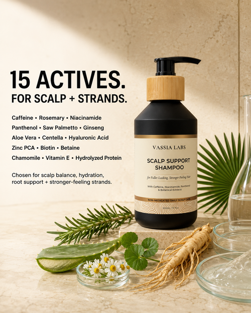 Vassia Labs lightweight volumizing shampoo bottle for fine hair and flat roots